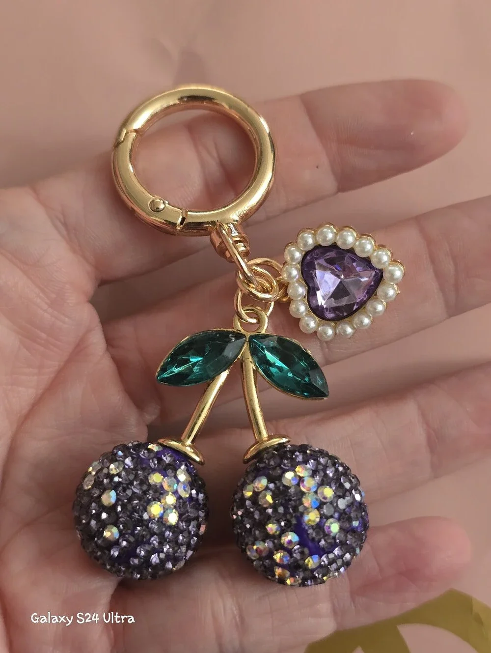 Cherry Heart Bag Charm/ Keychain NEW